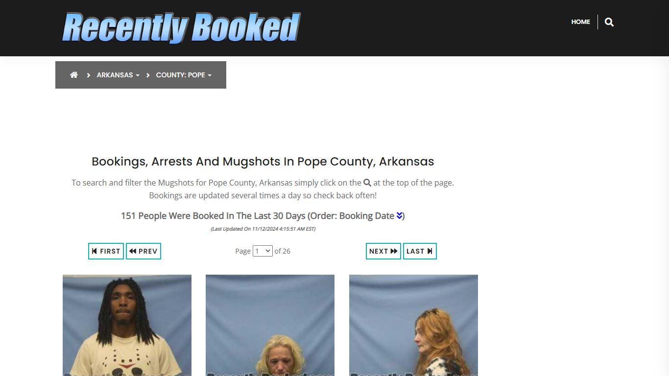 Bookings, Arrests and Mugshots in Pope County, Arkansas - Recently Booked