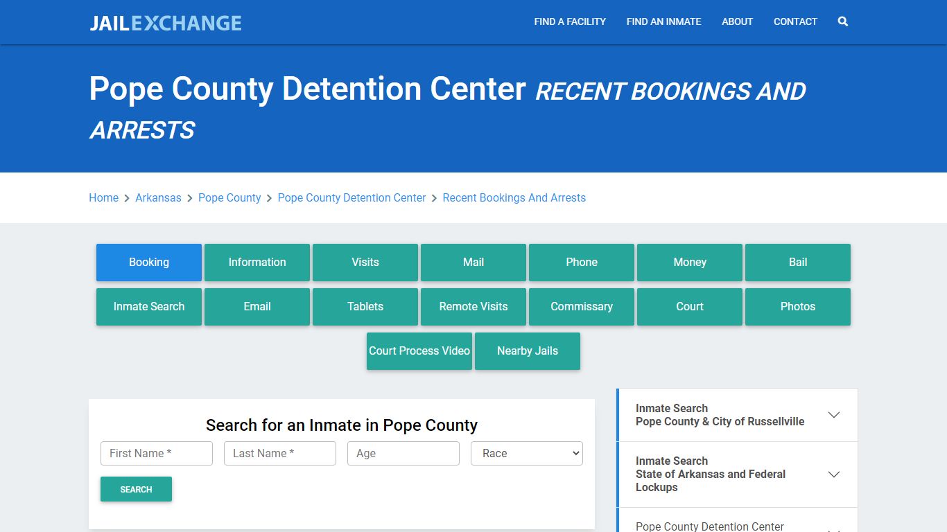 Pope County Detention Center AR Recent Arrests and Bookings - Jail Exchange