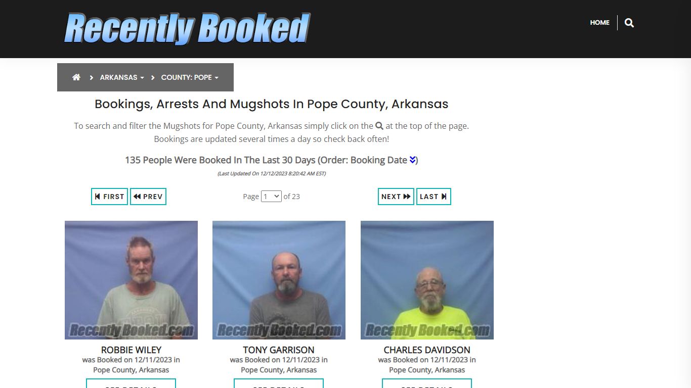 Recent bookings, Arrests, Mugshots in Pope County, Arkansas